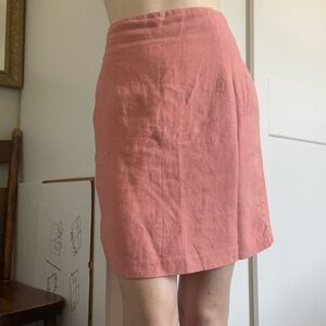 Vintage pink linen mini skirt